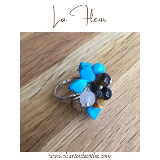 bague fleur multipierres
