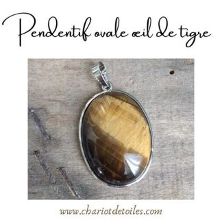pendentif ovale œil de tigre